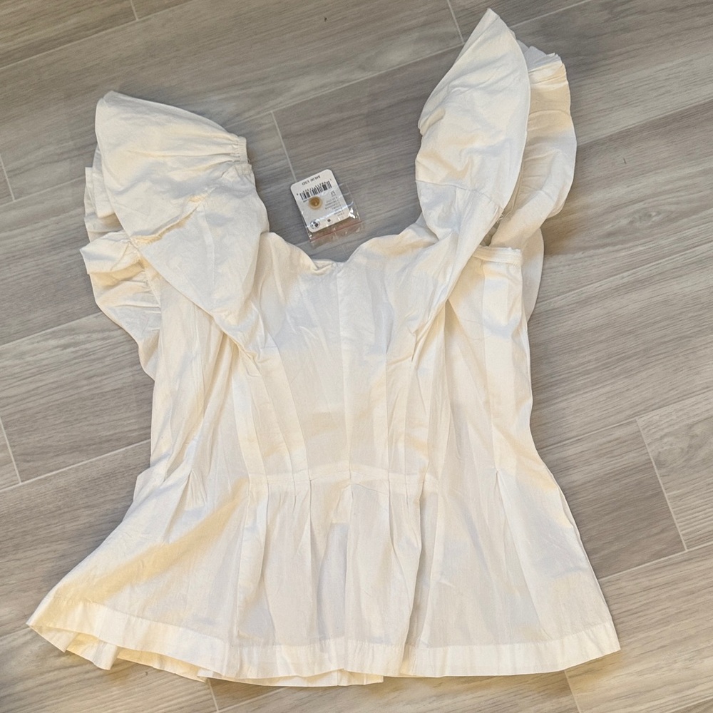 Free People Cream Ruffle Blouse